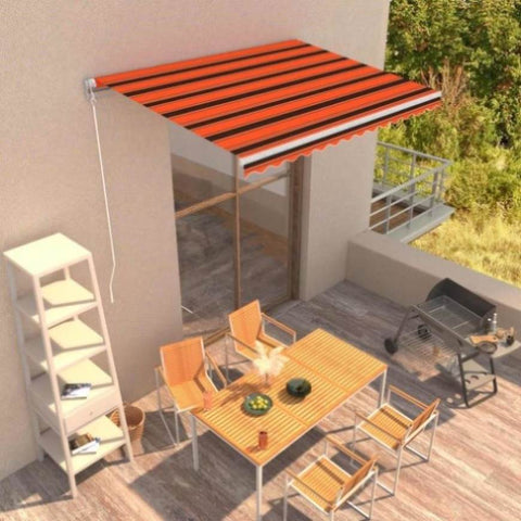 Manual Retractable Awning 350x250 cm Orange and Brown 3051211