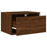 Wall-mounted Bedside Cabinets with LED Lights 2 pcs Brown Oak 836839