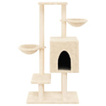 ZNTS Cat Tree with Sisal Scratching Posts Cream 117 cm 172118