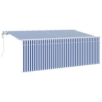 Retractable Awning Manual Blue and white 400 x 200 cm Fabric 3329779