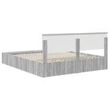 Bed Frame with Shelf Grey Sonoma 200 x 200 cm Engineered Wood 3408338