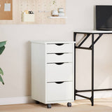 Rolling Cabinet with Drawers MOSS White Solid Wood Pine 355904