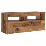 TV Cabinet with LED Lights Old Wood 90x35x40 cm Engineered Wood 856307