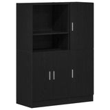 2 Piece Kitchen Cabinet Set Black Engineered Wood 3324143