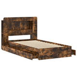 Bed Frame with Storage Smoked Oak 100 x 200 cm Engineered Wood 3433633