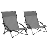 Folding Chairs 2 pcs Grey Fabric 312491
