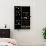 Mirror Jewellery Cabinet with LED Lights Wall Mounted Black 353236