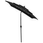 ZNTS 3-Tier Garden Parasol with Aluminium Pole Black 2x2 m 313850