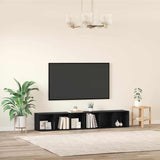 TV Cabinet Set 2 pcs Black Oak 37 x 35 x 107cm Engineered Wood 3393550