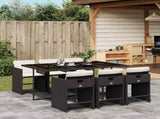 Garden Dining Set Black PE rattan 7 Piece Set Foldable 3211086