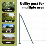 Fence Post with Concrete Base 26 pcs Green Powder-Coated Steel 3350227