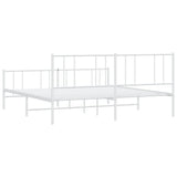 Metal Bed Frame without Mattress with Footboard White 200x200cm 352554