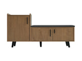 Modern Shoe Bench/ Storage Cabinet, Adjustable Storage Space for Boots or Heels, Asymmetrical Metal N896P457063N