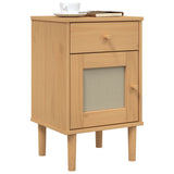 Bedside Cabinet SENJA Rattan Look Brown 40x35x65 cm Solid Wood Pine 358013