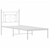 Metal Bed Frame without Mattress with Headboard White 75x190cm 374378