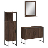 ZNTS 3 Piece Bathroom Cabinet Set Brown Oak Engineered Wood 3214353