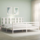 Bed Frame without Mattress White 200x200 cm Solid Wood 3194137
