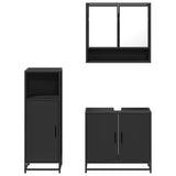 ZNTS 3 Piece Bathroom Furniture Set Black Engineered Wood 3300975