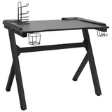 Gaming Desk LED with Y Shape Black 90x60x75 cm 325422