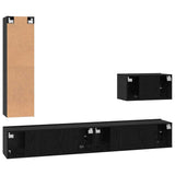 TV Cabinet Set 4 pcs Black Oak Engineered Wood 3393328