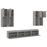 7 Piece TV Wall Cabinet Set with LED Lights Grey Sonoma 3216776