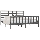 Bed Frame without Mattress Grey 200x200 cm Solid Wood Pine 3107635