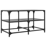 Coffee Table with Black Glass Top 78.5x40x45 cm Steel 846011