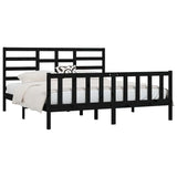 Bed Frame without Mattress Black 200x200 cm Solid Wood Pine 3107637