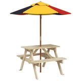 Picnic Table for 4 Kids with Umbrella Solid Wood Fir 3281613