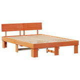 Bed Frame with Headboard Wax Brown 150 x 200 cm Solid Pine Wood 872565