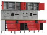 Work Cabinet with Drawer 10 pcs Red Engineered Wood and Steel 3321491