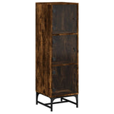 Highboard with Glass Doors Smoked Oak 35x37x120 cm 836564