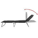 Sun Lounger Black Powder-coated steel 189 cm long Foldable 41478