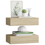 Wall-mounted Drawer Shelves 2 pcs Oak 40x23.5x10cm MDF 330248