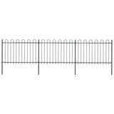 ZNTS Garden Fence with Hoop Top Steel 5.1x1.2 m Black 277667