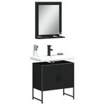 ZNTS 2 Piece Bathroom Cabinet Set Black Engineered Wood 3214334