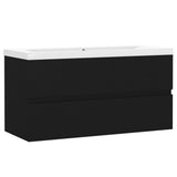 Sink Cabinet with Built-in Basin Black Engineered Wood 3071559