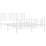 Metal Bed Frame without Mattress with Footboard White 150x200cm 376393