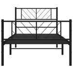 ZNTS Metal Bed Frame without Mattress with Footboard Black 100x200cm 372192