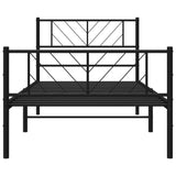 ZNTS Metal Bed Frame without Mattress with Footboard Black 100x200cm 372192