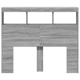 Headboard Cabinet with LED Grey Sonoma 120x17x102 cm 839194