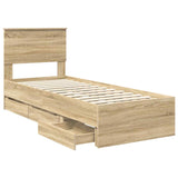 Bed Frame with Drawer Sonoma Oak 75 x 190 cm Engineer Wood 3410758