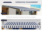 Manual Retractable Awning, 3x2.5 m-Blue/White Stripes T3398P310347