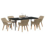 Garden Dining Set with Cushion 7 pcs Beige Poly Rattan 3261696