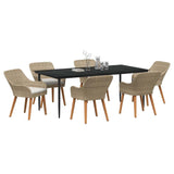 Garden Dining Set with Cushion 7 pcs Beige Poly Rattan 3261696
