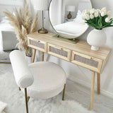 Console Table Brown 105x30x75 cm Solid Wood Pine&Natural Rattan 345629