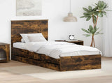 Bed Frame with Drawer Smoked Oak 75 x 190 cm Engineer Wood 3411170