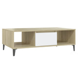 Coffee Table White and Sonoma Oak 103.5x60x35 cm Engineered Wood 806027