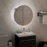 Bathroom Cabinet with Round Mirror&LED Grey 40x40x17.5 cm 345581