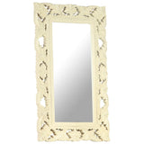 Hand Carved Mirror White 80x50 cm Solid Mango Wood 321642